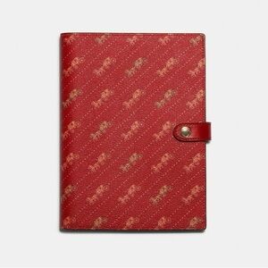 NWT. Coach Red and Gold Patterned Notebook